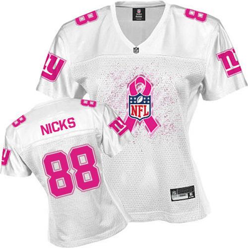 Giants #88 Hakeem Nicks White Women's 2011 Breast Cancer Awareness Stitched NFL Jersey